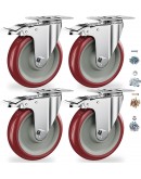 5 Inch Casters Set of 4 Heavy Duty - Caster Wheels, CLOATFET Locking Casters, Swivel Casters with Brake (Top Plate), Double Ball Bearing Non Marking Castor Wheels for Cart Furniture Workbench